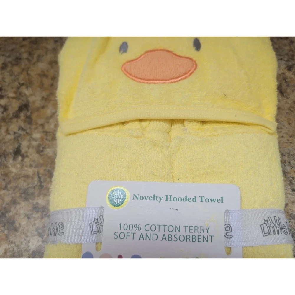 Little Me Novelty Hooded Yellow Duck Towel 100% Cotton Terry 26